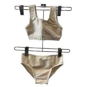 NEW PLANET SEA girl's 2 piece ribbed bikini in beige